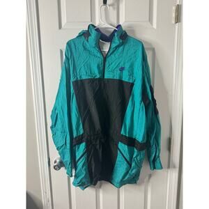 Vintage Nike Track Jacket Windbreaker Colorblock Teal and Black Sz: XL